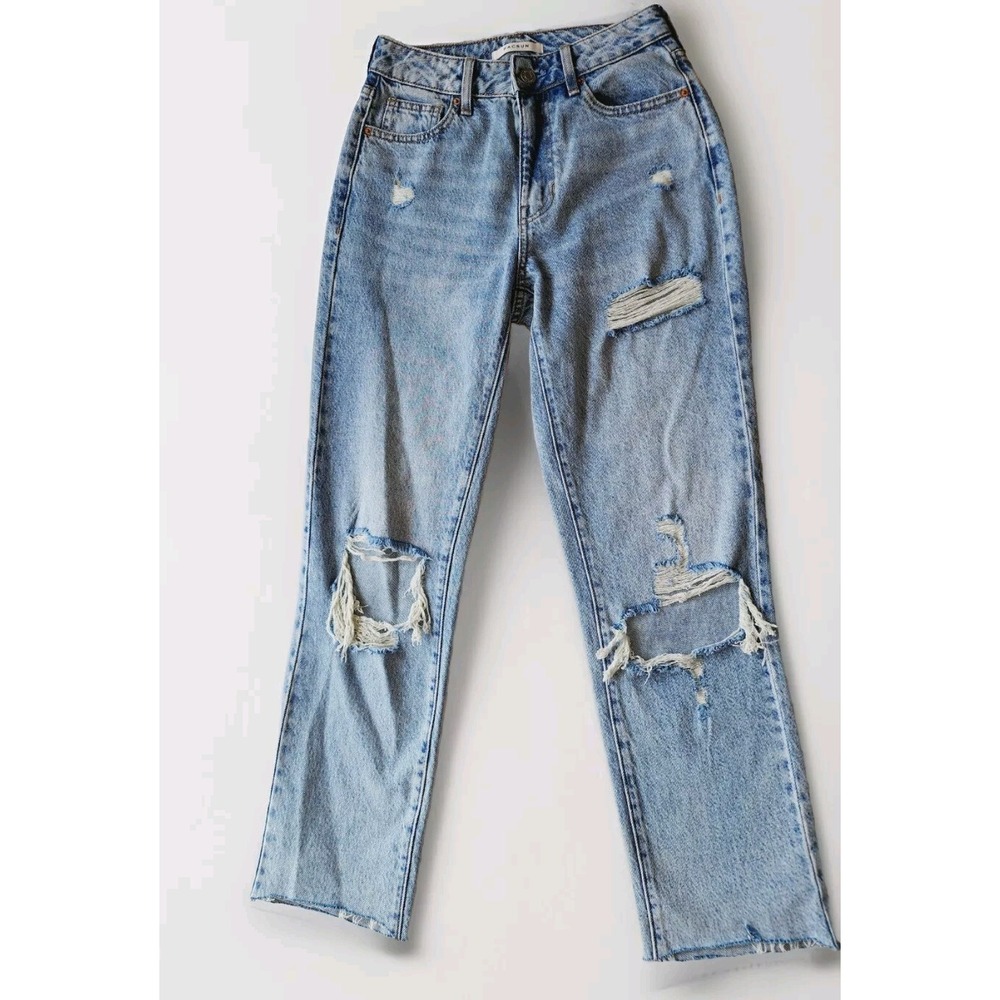 Pacsun Women's Jeans Light Wash Mid-Rise Pants Ripped Knee Size 23